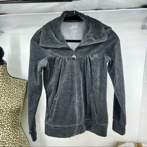 NWOT Grey Velour lightweight sweatshirt jacket XS